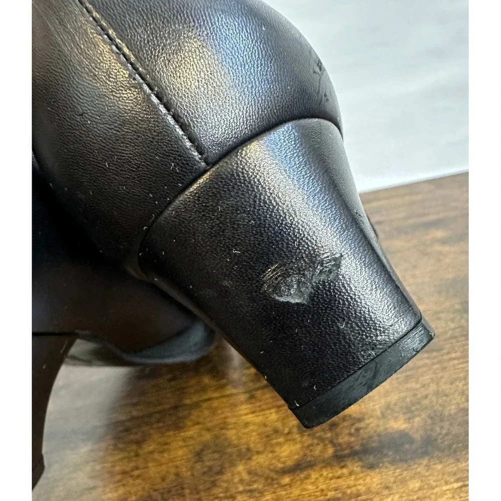 Salvatore Ferragamo Boutique Black Leather Square Toe Block Heel Pumps 6 B Italy - Picture 6 of 16